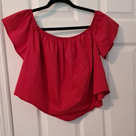 Forever 21 Red Ruffle Sleeve Blouse Size S - Picture 3 of 3